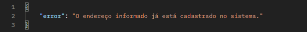 Resposta da Validação do Endpoint de Endereço de Prospecto