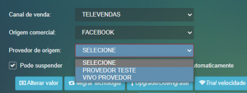 Box exibindo itens da tabela sobre Provedores de Origem