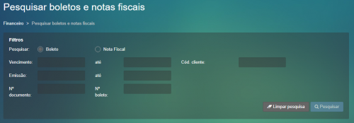 Pesquisa de Boletos e Notas Fiscais